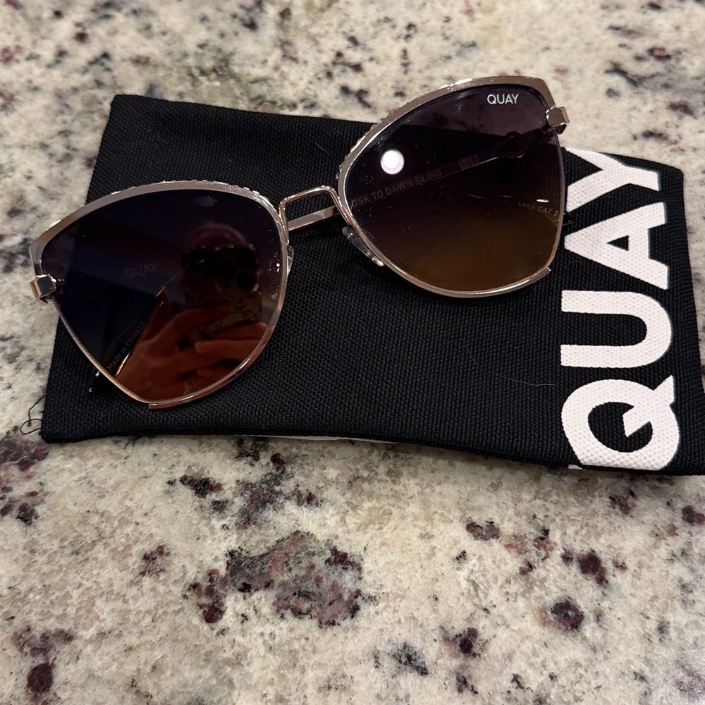 Quay Australia Women's Gold and Brown Sunglasses - Picture 2 of 3